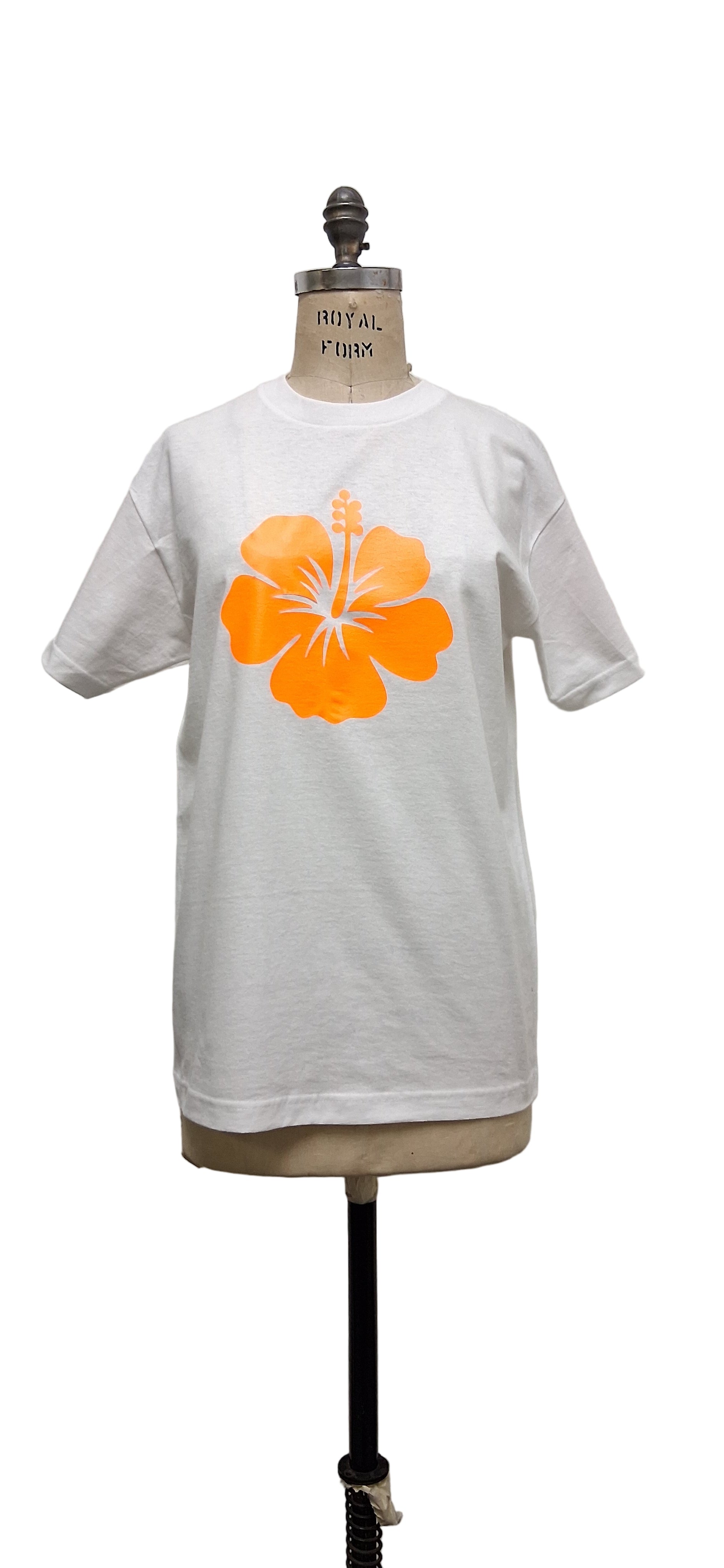 Orange Hibiscus White T-Shirt