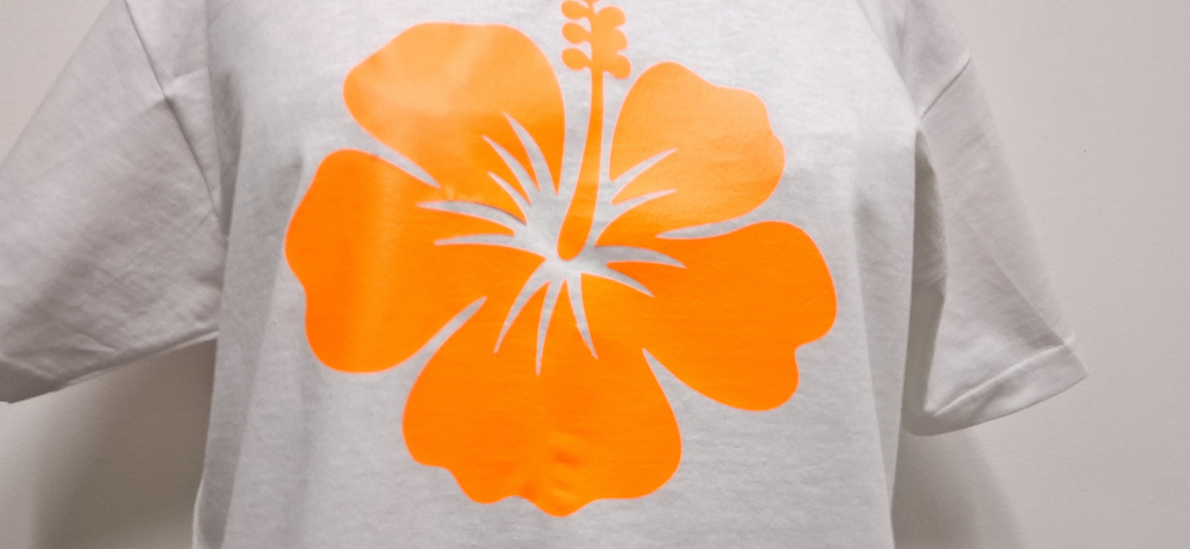 Orange Hibiscus White T-Shirt