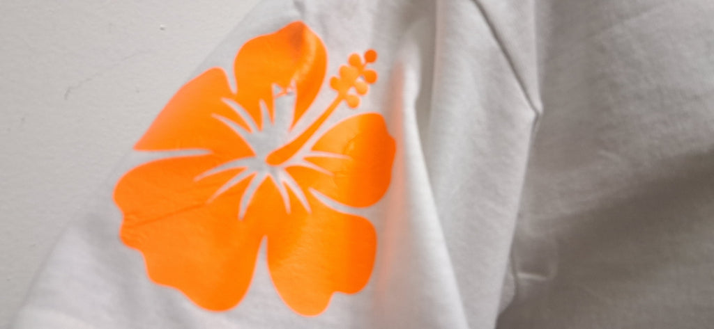 Orange Hibiscus White T-Shirt
