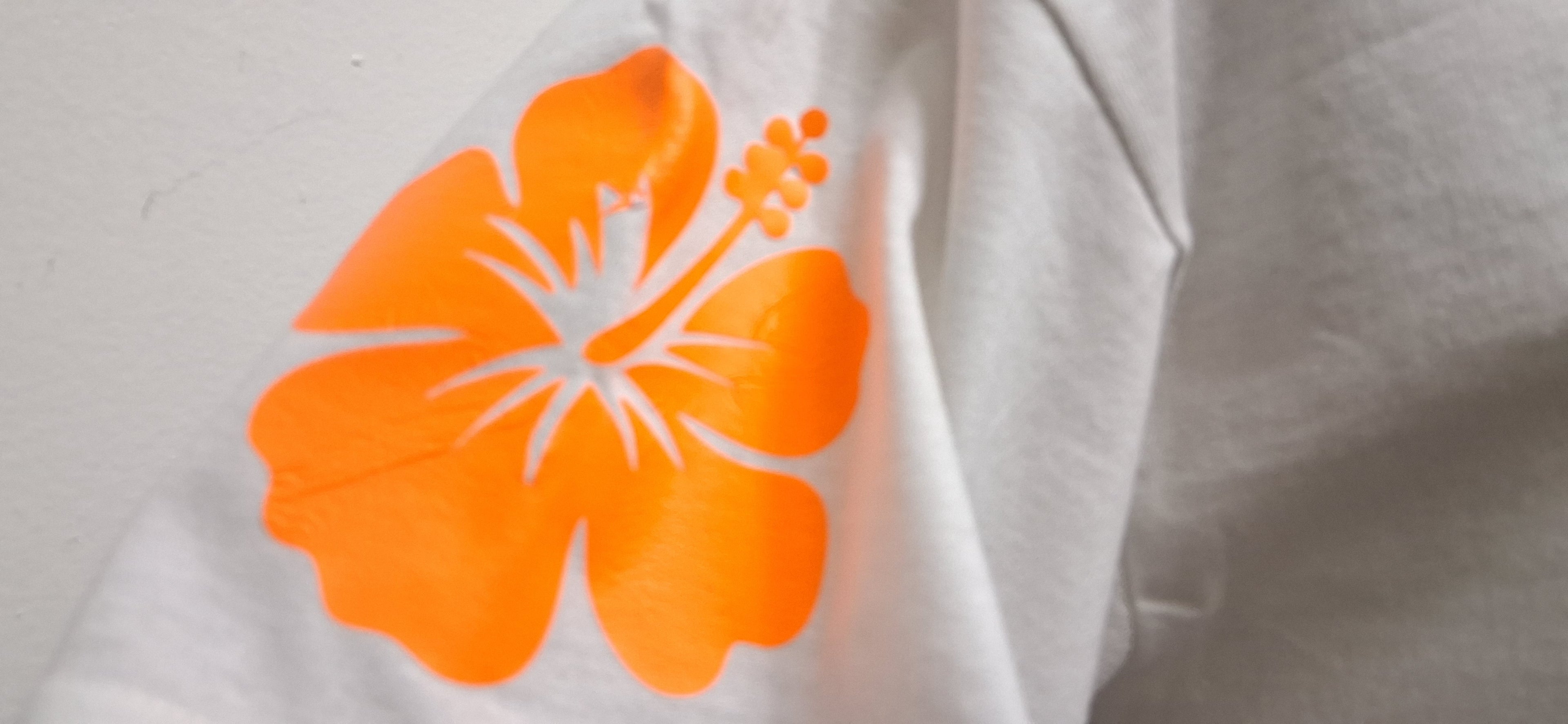 Orange Hibiscus White T-Shirt
