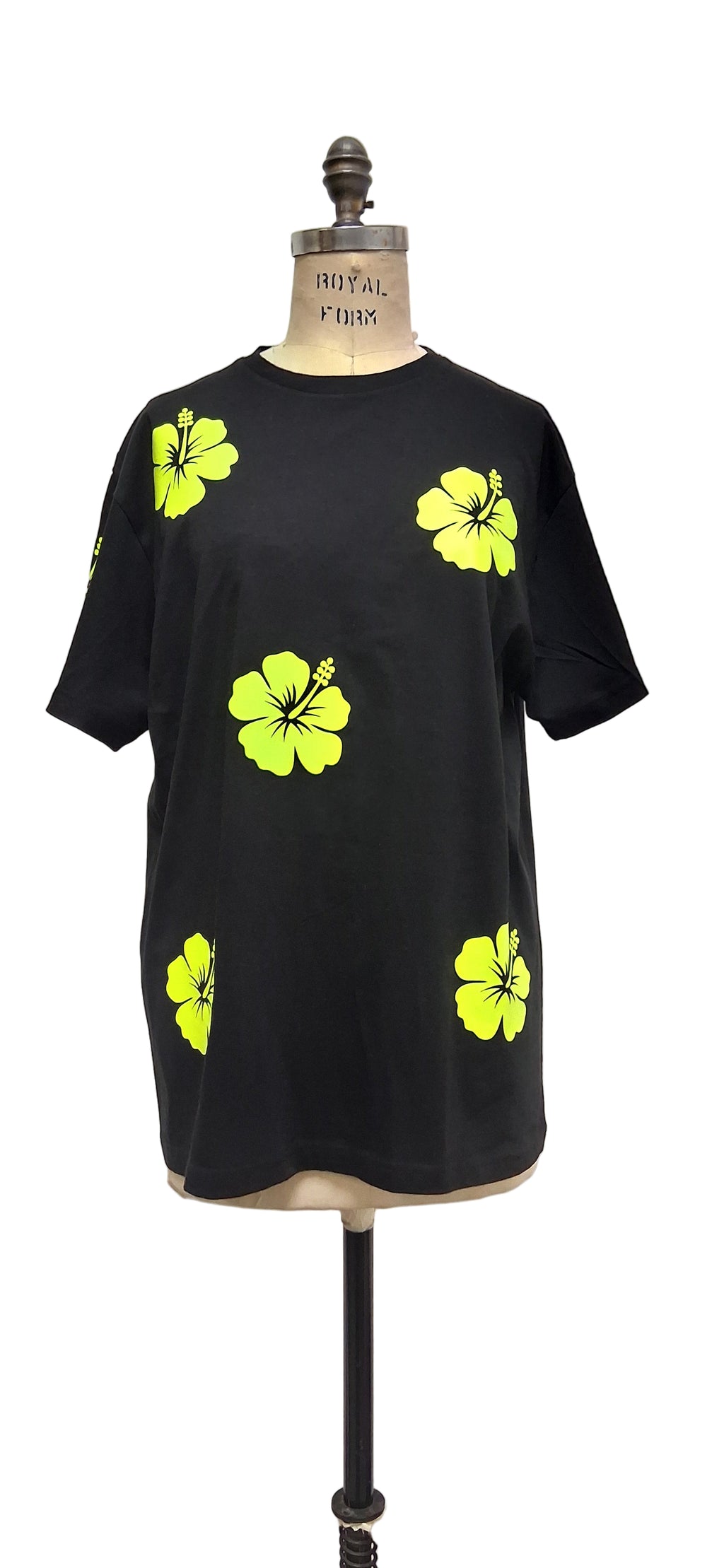 Yellow Hibiscus Black T-shirt