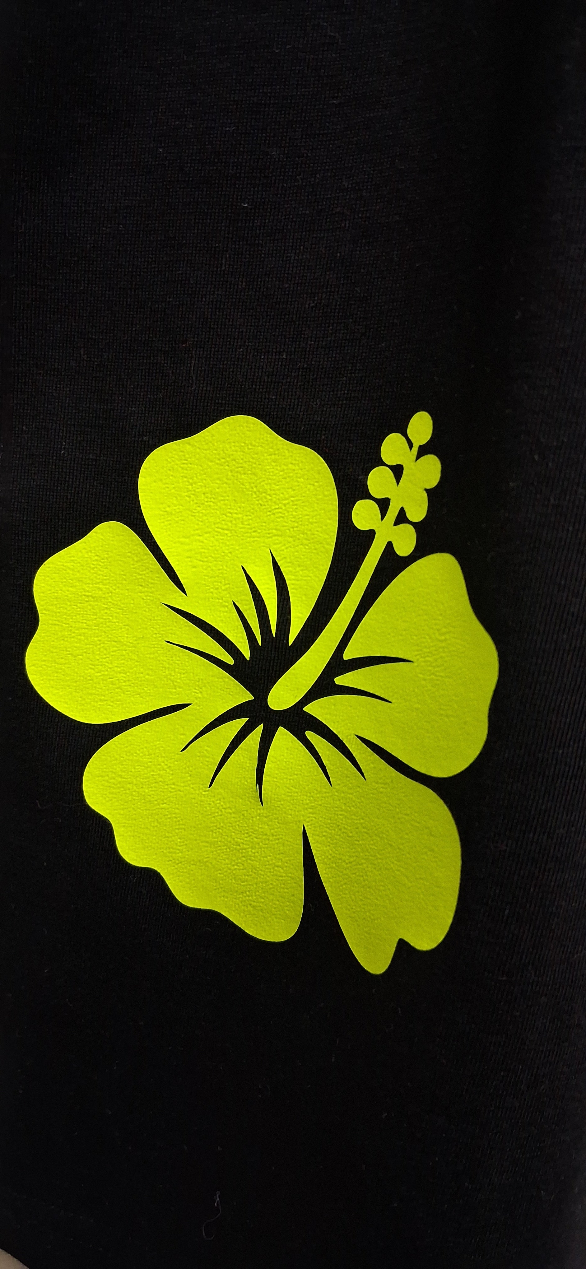 Yellow Hibiscus Black T-shirt