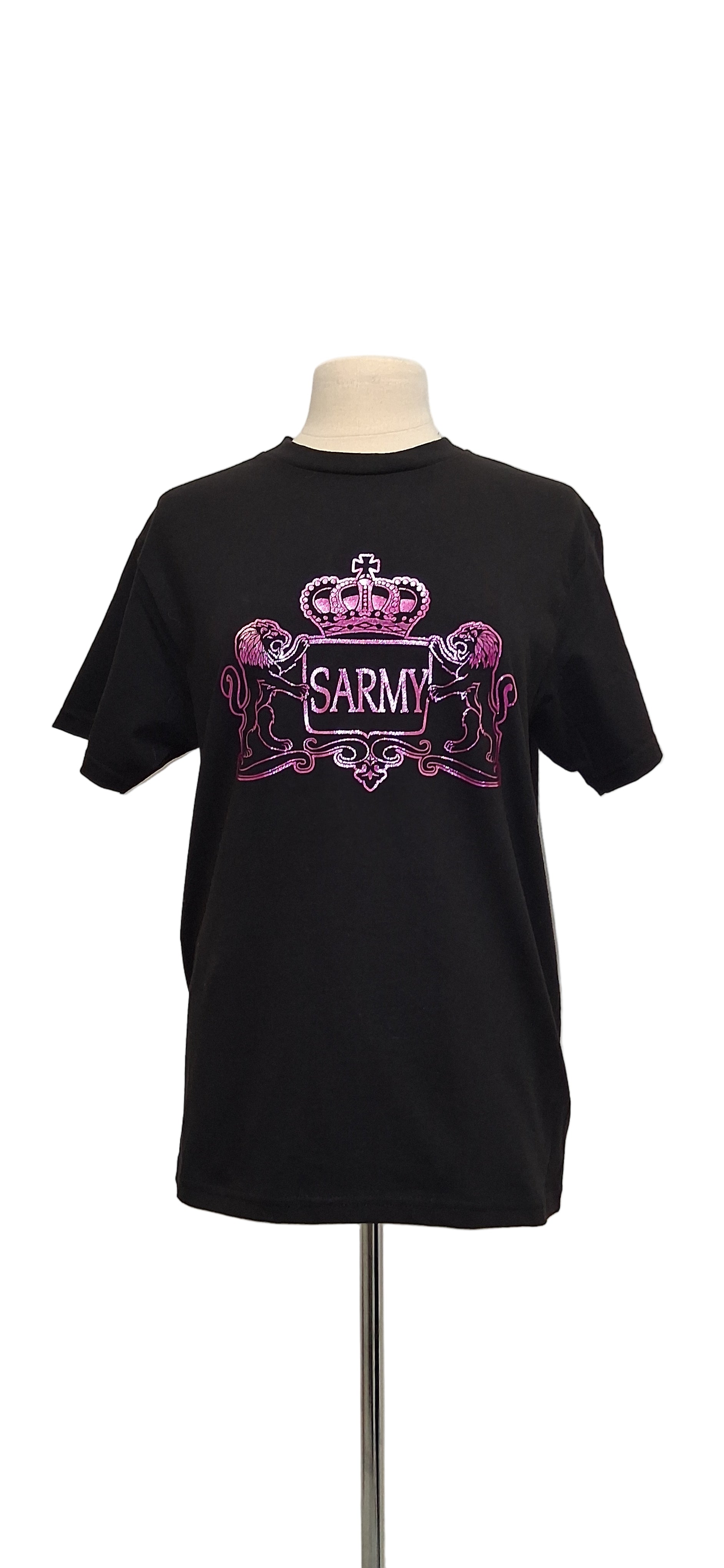 Hot Pink Sarmy Logo Black T-Shirt