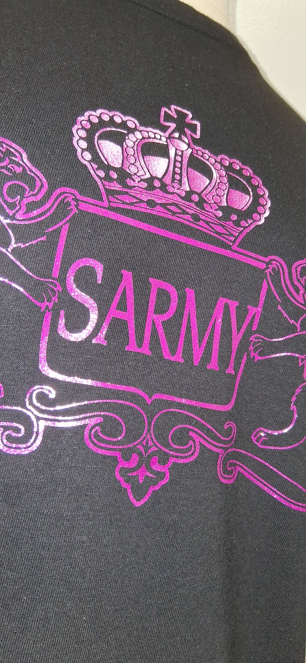 Hot Pink Sarmy Logo Black T-Shirt