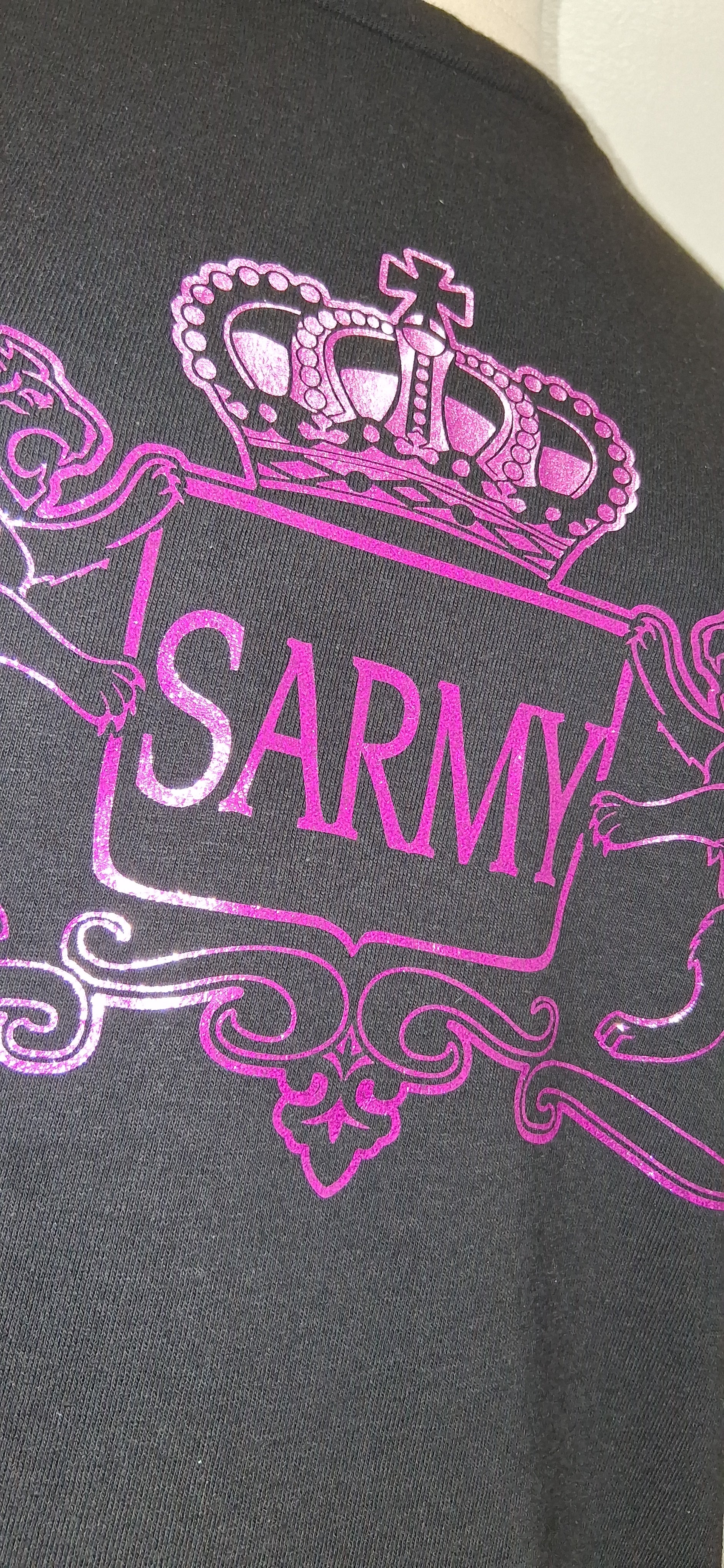 Hot Pink Sarmy Logo Black T-Shirt