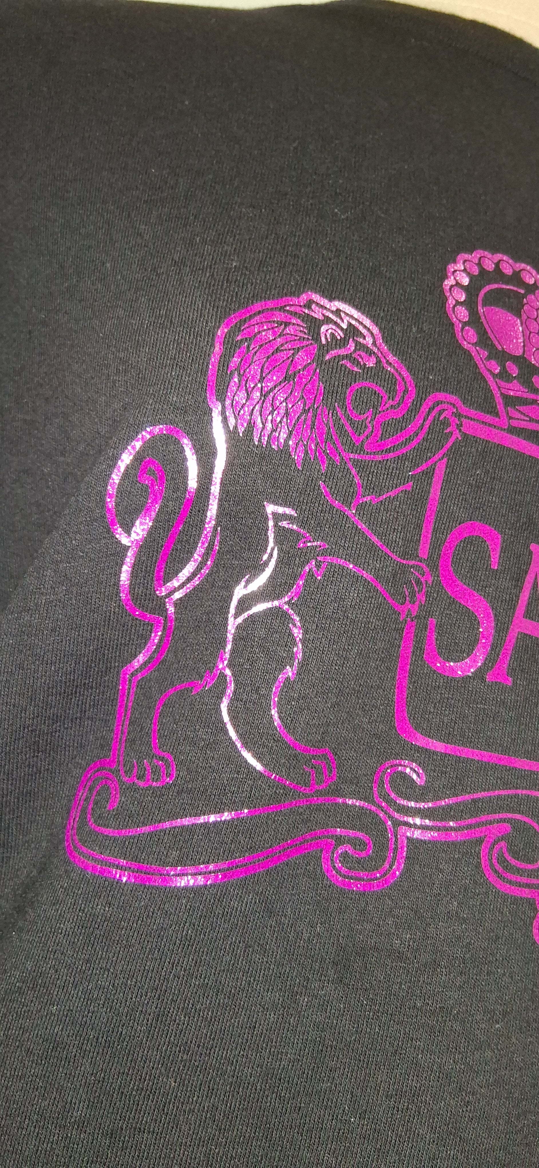 Hot Pink Sarmy Logo Black T-Shirt