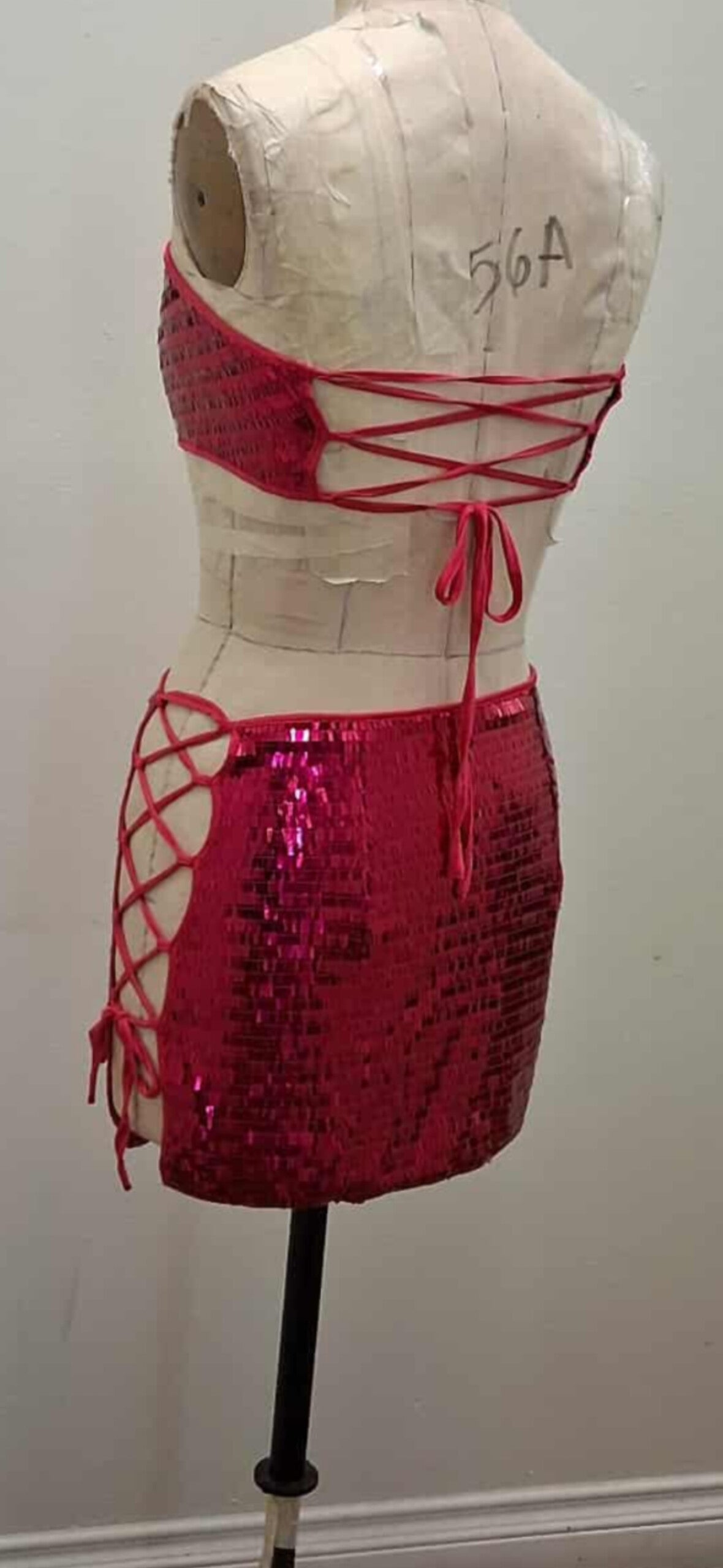 2 PIECES SEQUINS TOP AND MINI SKIRT