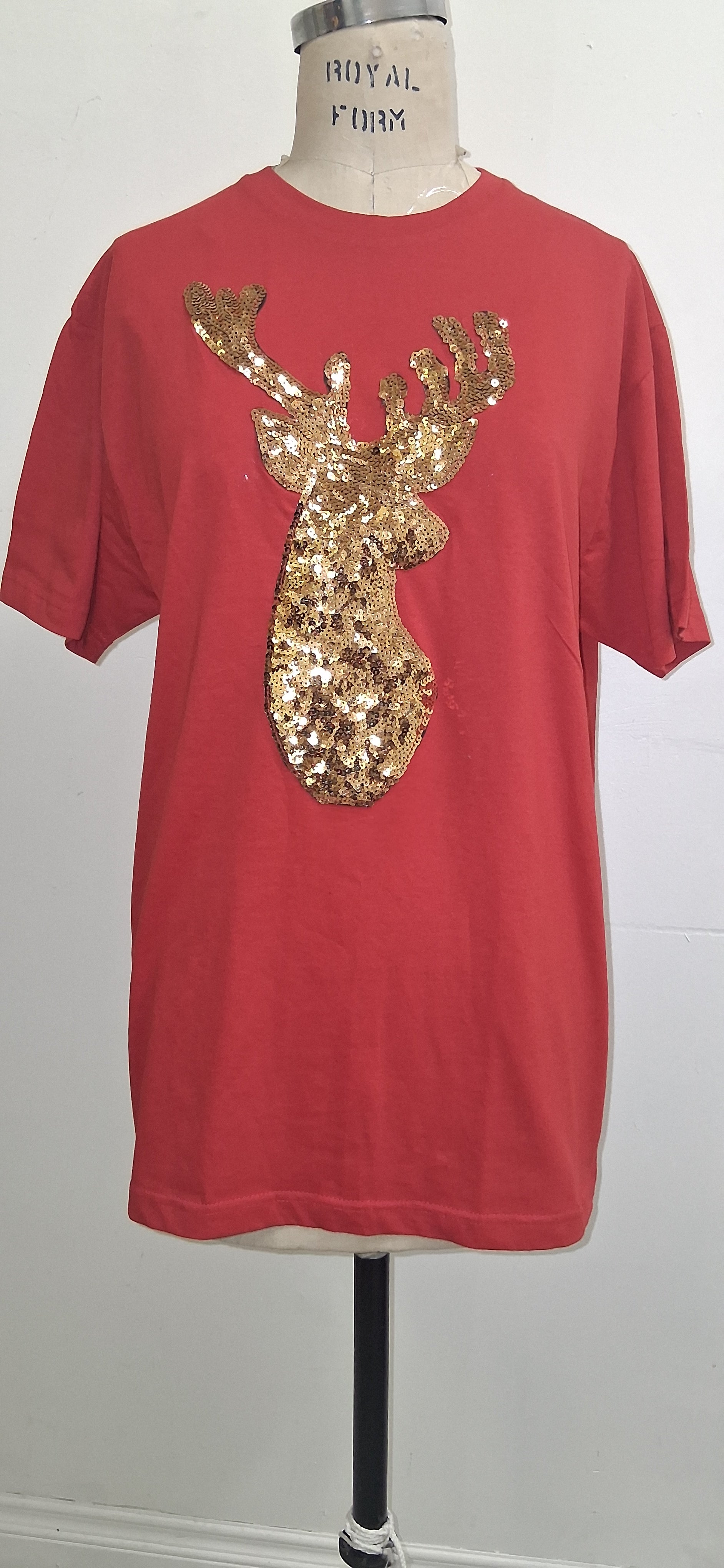 CHRISTMAS DEER SEQUINS UNISEX T-SHIRT